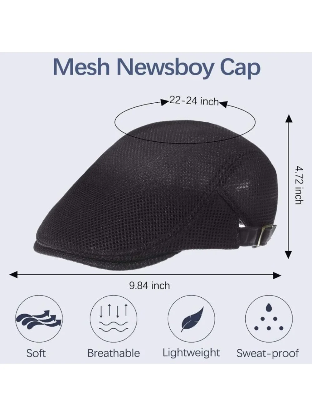 Breathable Mesh Newsboy Cap Set - Adjustable Summer Beret & Cabbie Flat Hat